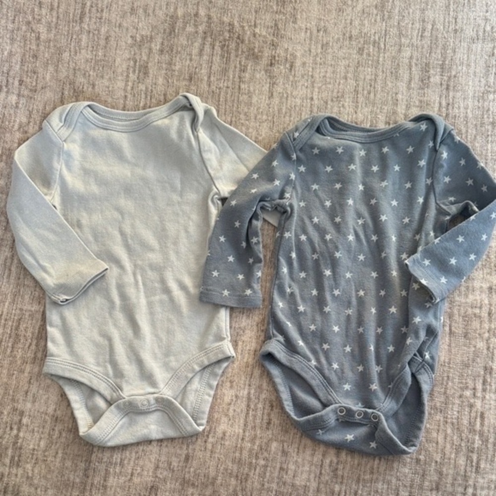 Cloud Island Starry Gray and Solid Cream Bodysuits